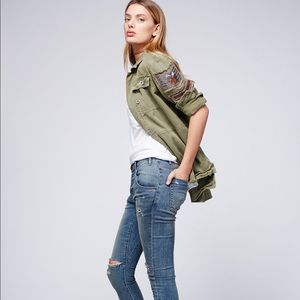 Free People Embellished Military Shirt Jacket